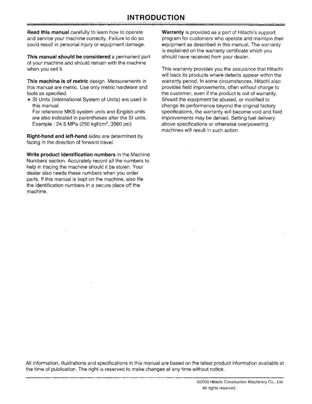HITACHI EX27U EX35U EX50U EXCAVATOR OPERATORS MANUAL