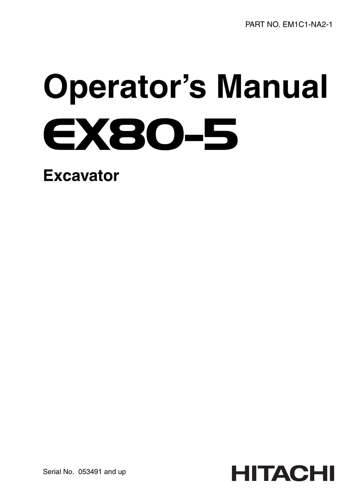 HITACHI EX80-5 EXCAVATOR OPERATORS MANUAL