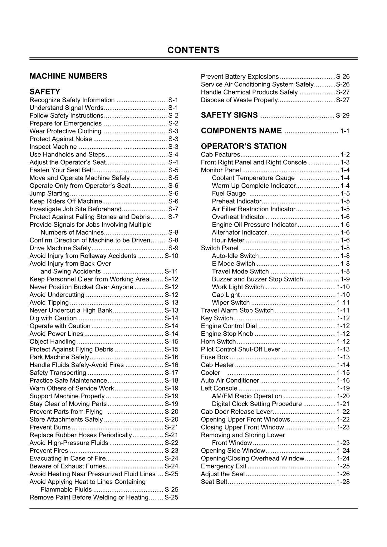 HITACHI EX80-5 EXCAVATOR OPERATORS MANUAL