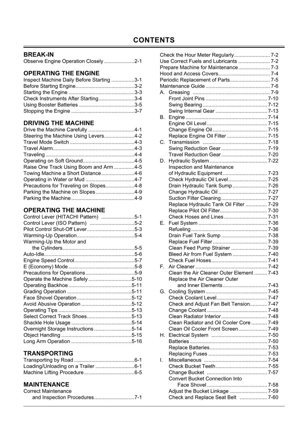 HITACHI EX80-5 EXCAVATOR OPERATORS MANUAL