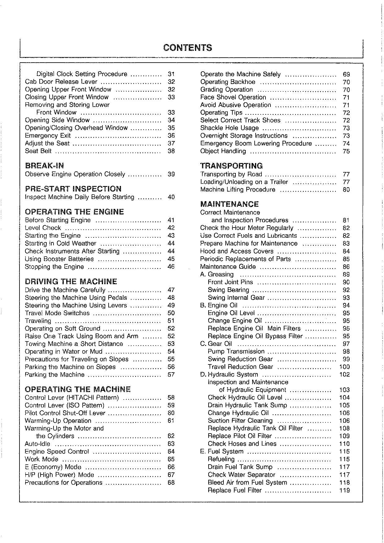 HITACHI EX100-5 EX100M-5 EX120-5 EX130H-5 EXCAVATOR OPERATORS MANUAL #1