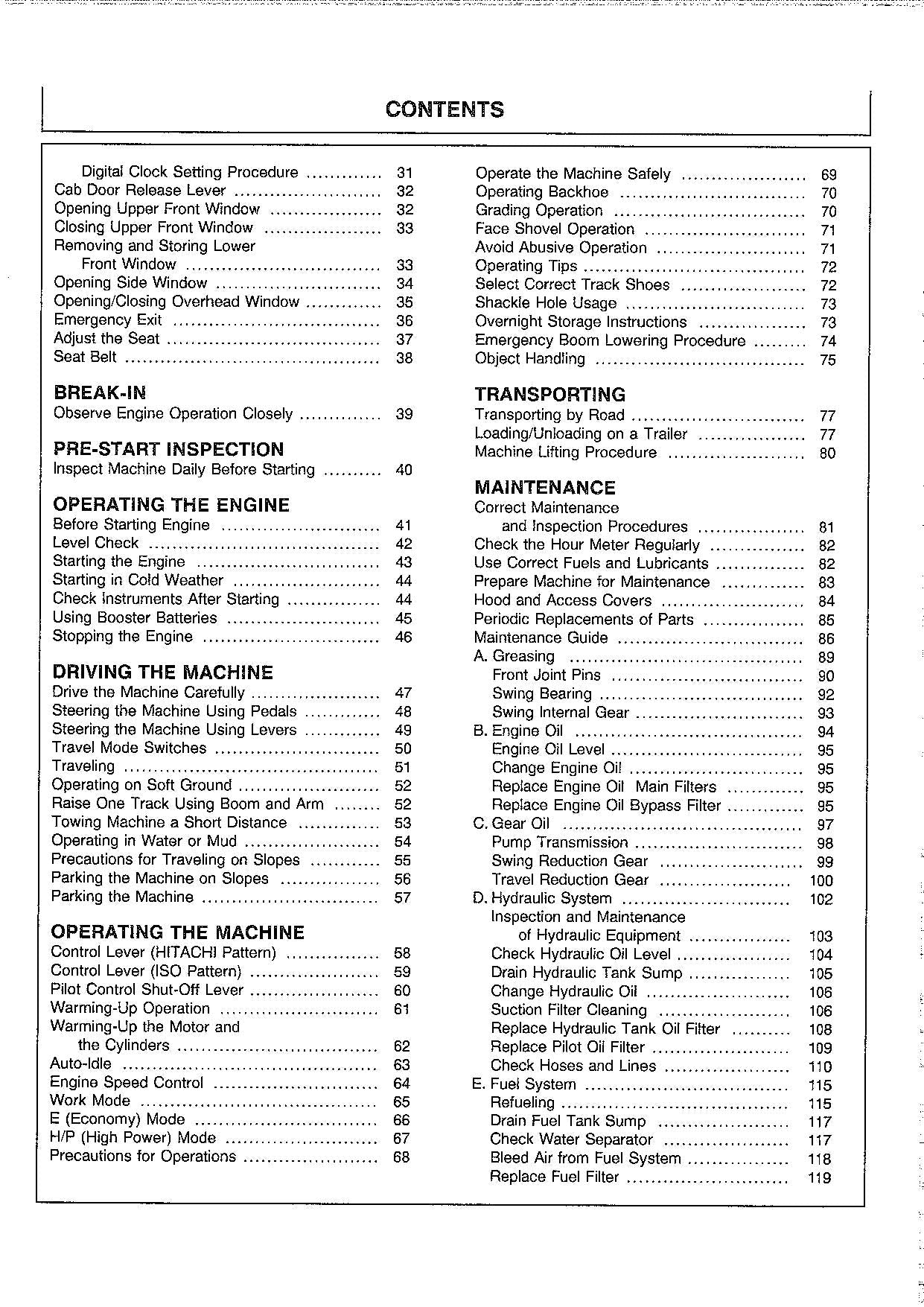HITACHI EX100-5 EX100M-5 EX120-5 EX130H-5 EXCAVATOR OPERATORS MANUAL #2