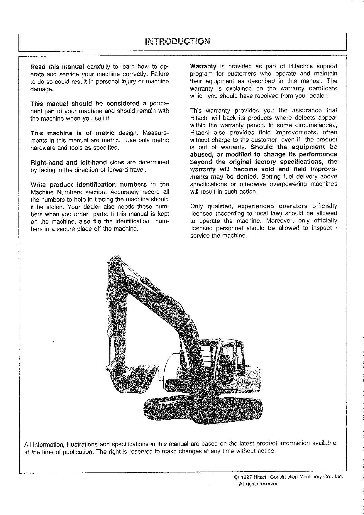 HITACHI EX100-5 EX100M-5 EX120-5 EX130H-5 EXCAVATOR OPERATORS MANUAL #2
