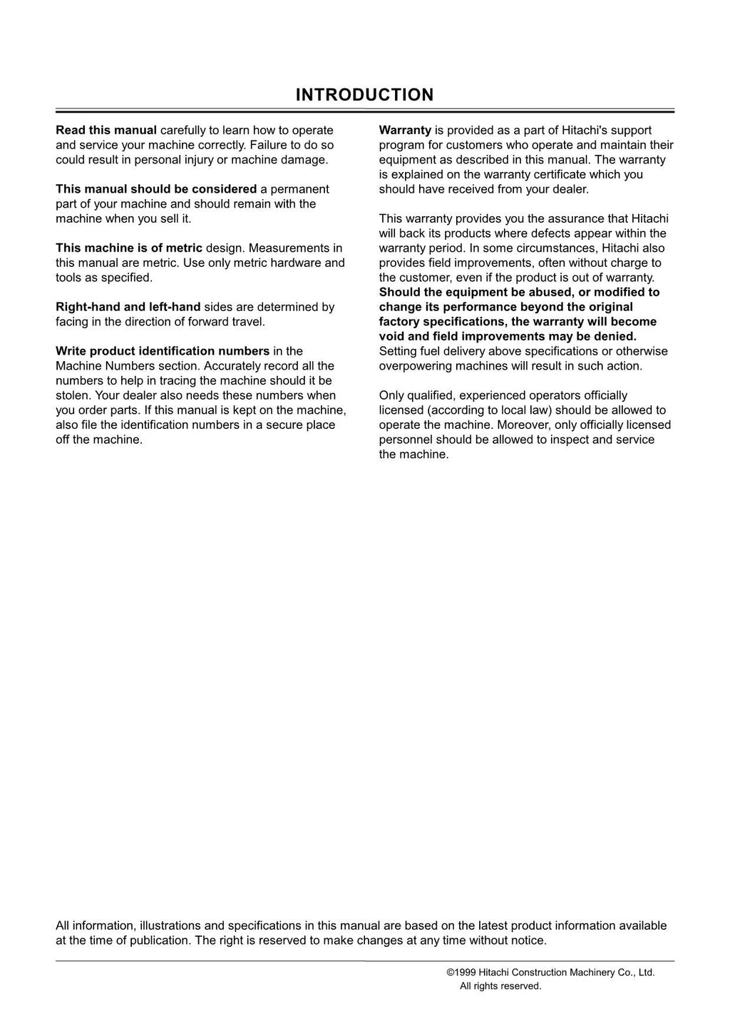 HITACHI EX300-5 EXCAVATOR OPERATORS MANUAL