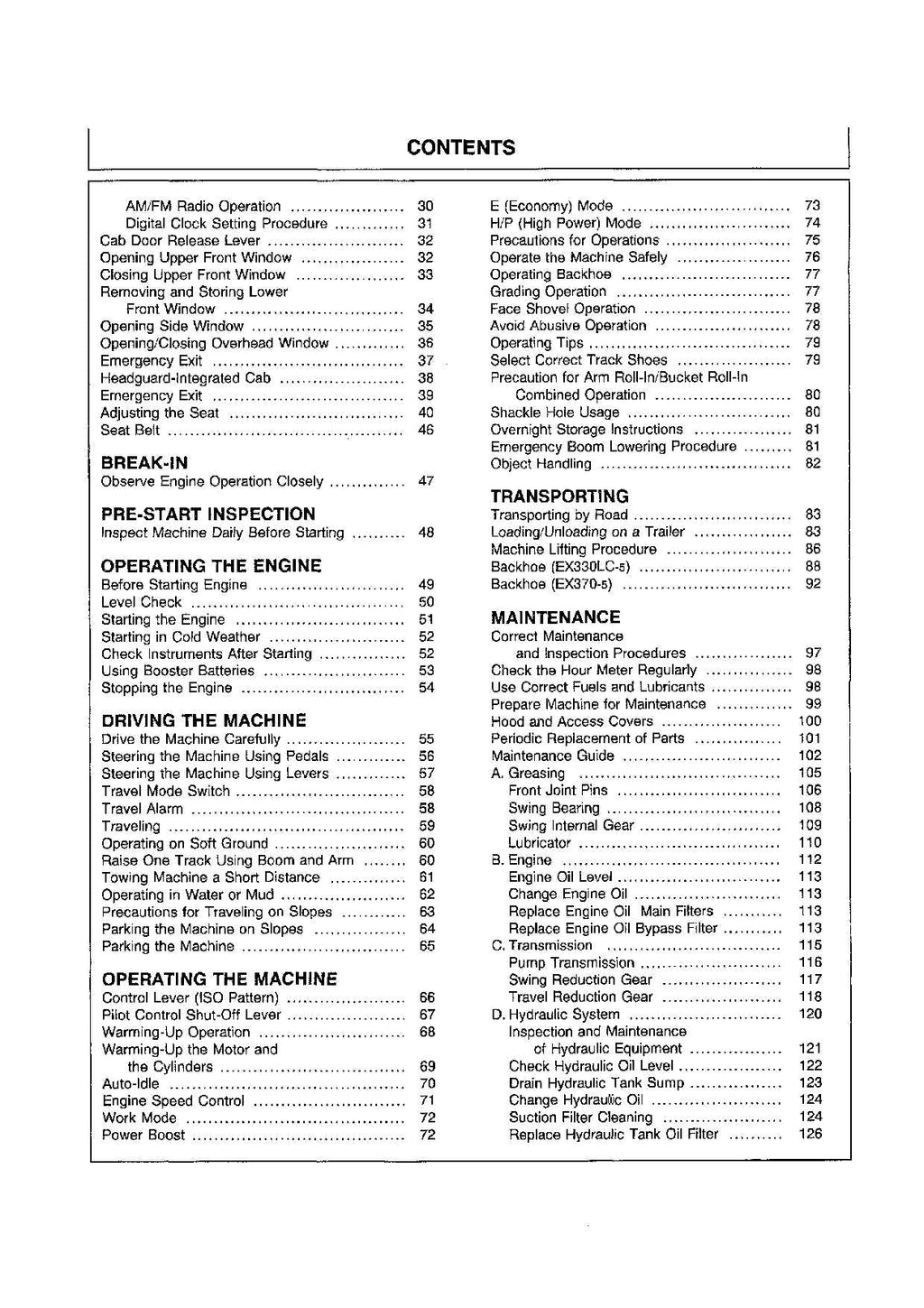 HITACHI EX330LC-5 EX370-5 EXCAVATOR OPERATORS MANUAL #1