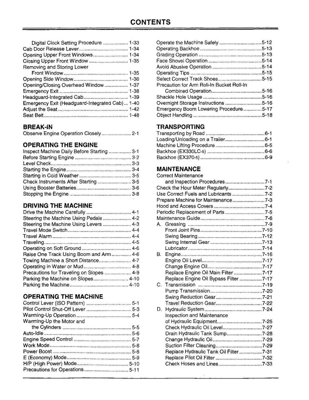 HITACHI EX330LC-5 EX370-5 EXCAVATOR OPERATORS MANUAL #2