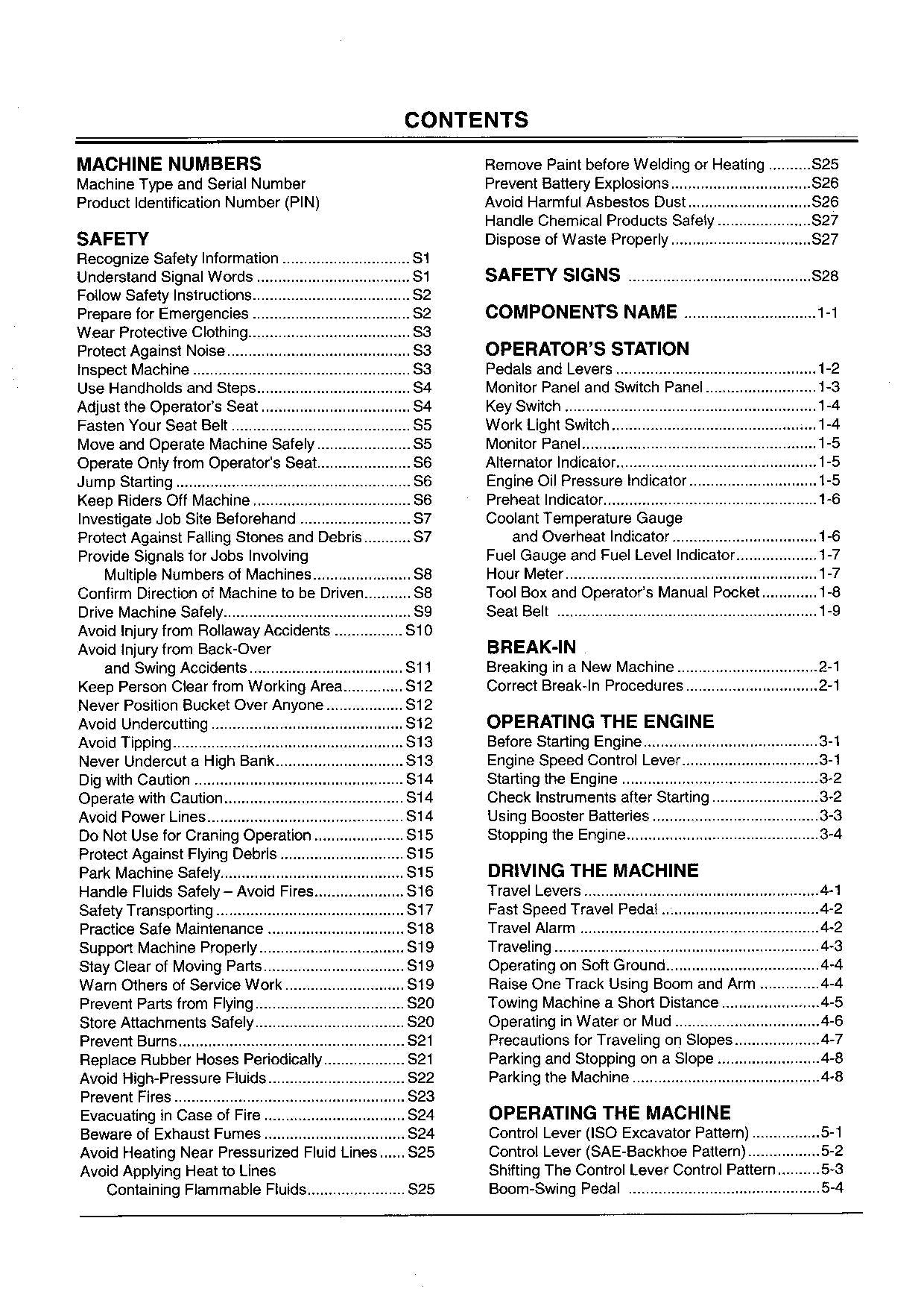 HITACHI EX17U EXCAVATOR OPERATORS MANUAL