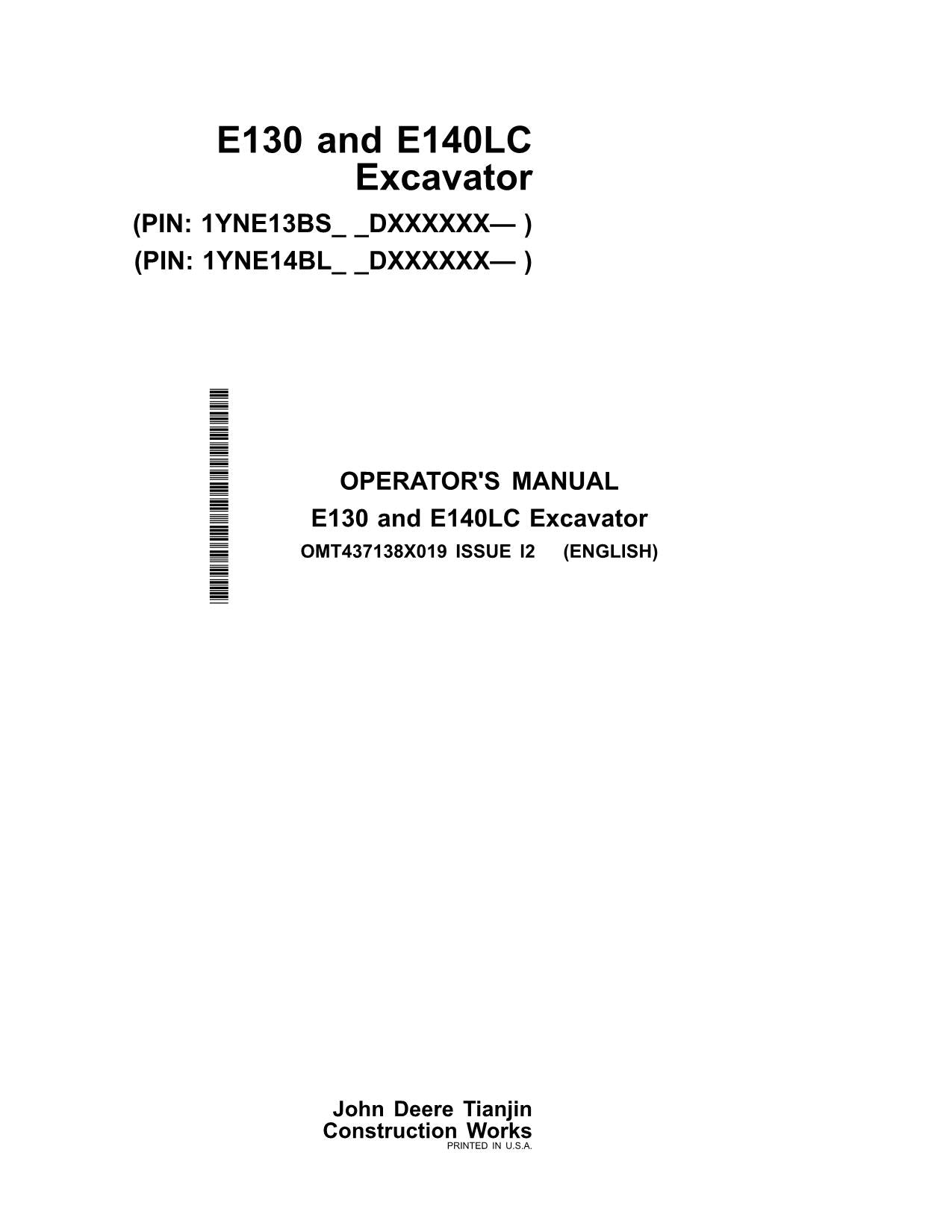 MANUAL DEL OPERADOR DE LA EXCAVADORA JONH DEERE E130-II E140-II