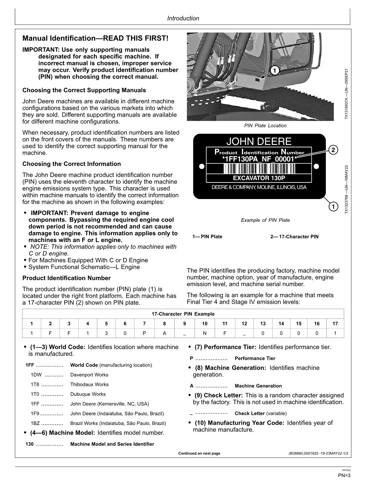 MANUAL DEL OPERADOR DE LA EXCAVADORA JONH DEERE 130 P