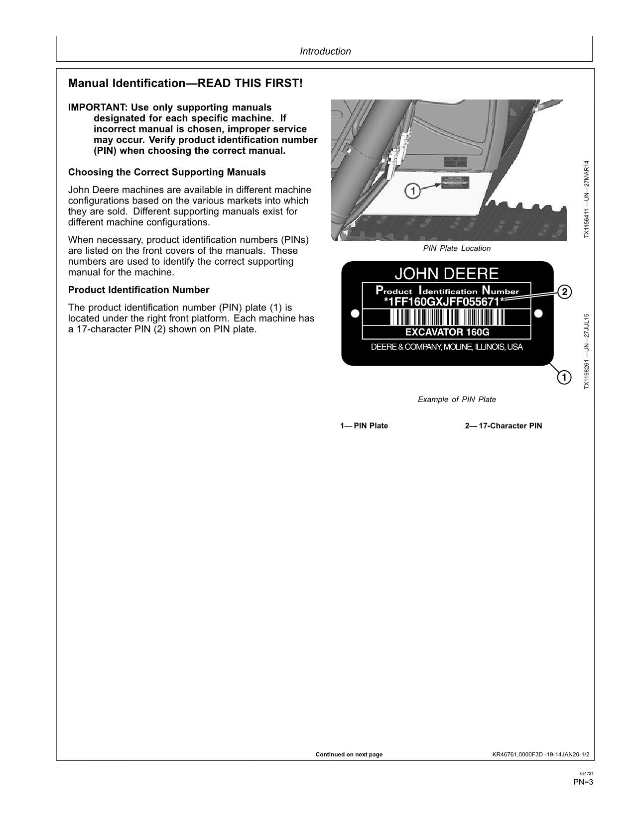 MANUAL DEL OPERADOR DE LA EXCAVADORA JONH DEERE 160GLC 180GLC N.° 3