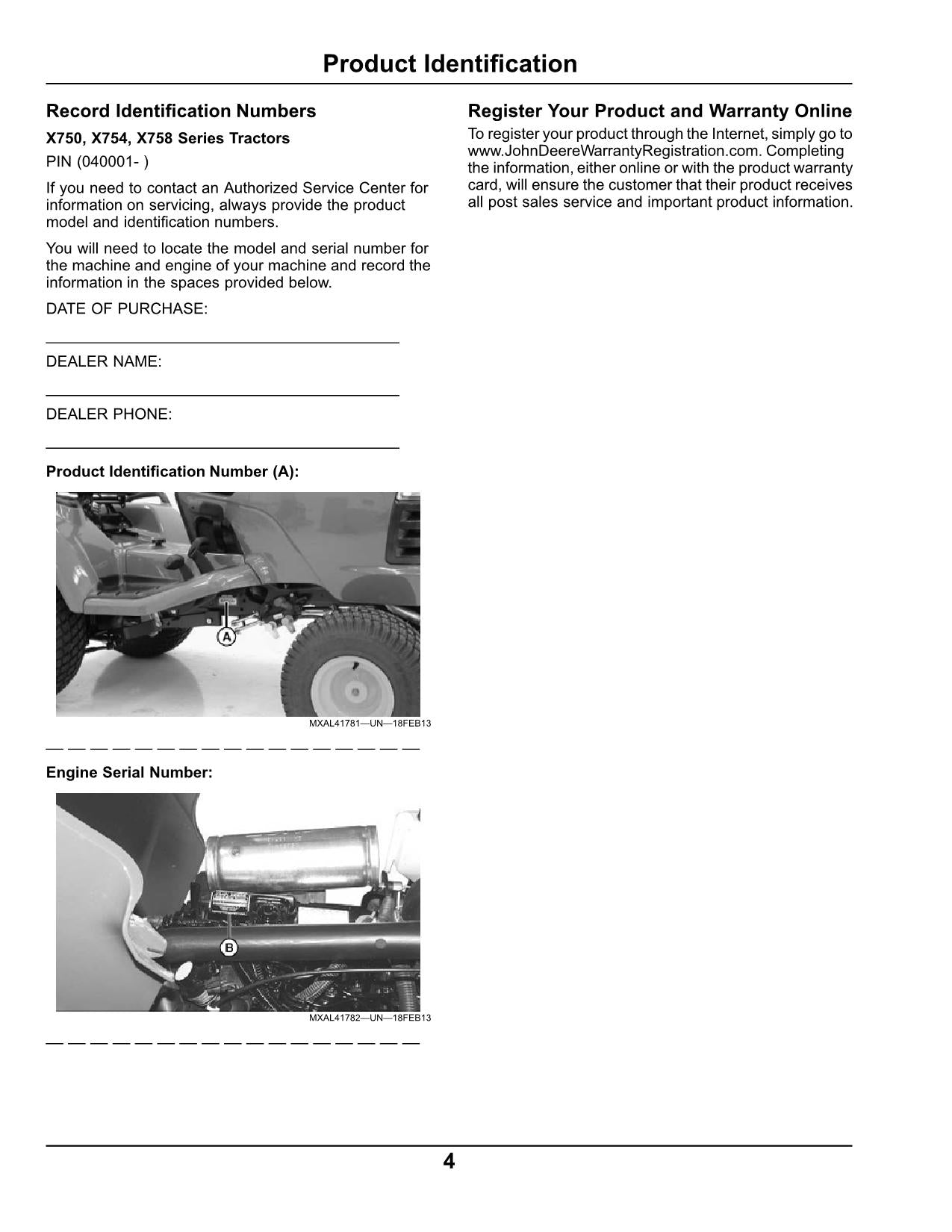 MANUAL DEL OPERADOR DEL TRACTOR JOHN DEERE X750 X754 X758 SER 040001 - 050000