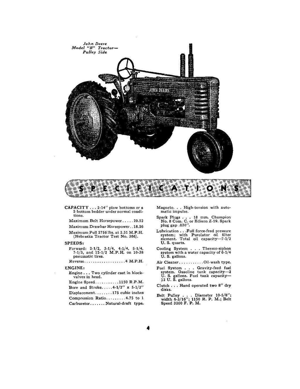 MANUAL DEL OPERADOR DEL TRACTOR JOHN DEERE B 60000 5 DÍGITOS - 201000