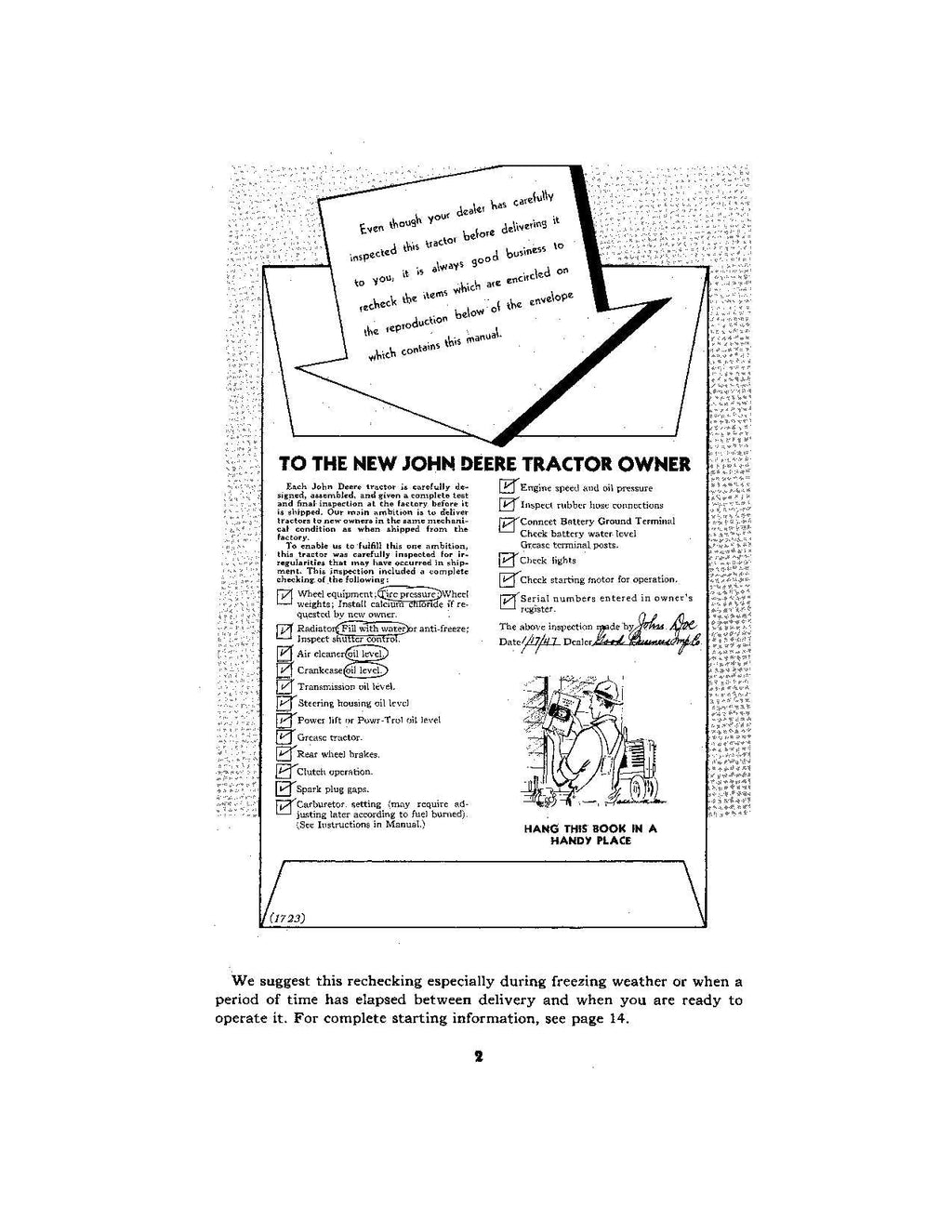 MANUAL DEL OPERADOR DEL TRACTOR JOHN DEERE B B201001-