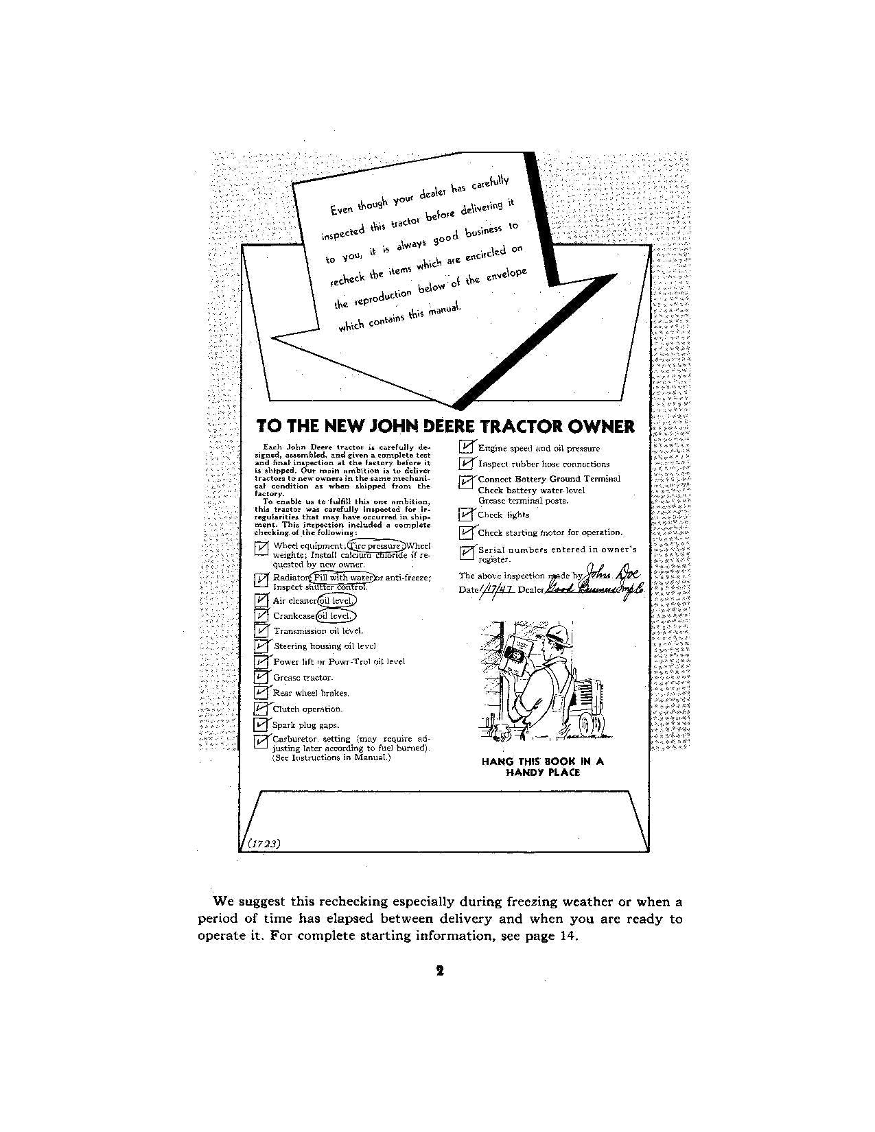 MANUAL DEL OPERADOR DEL TRACTOR JOHN DEERE B B201001-