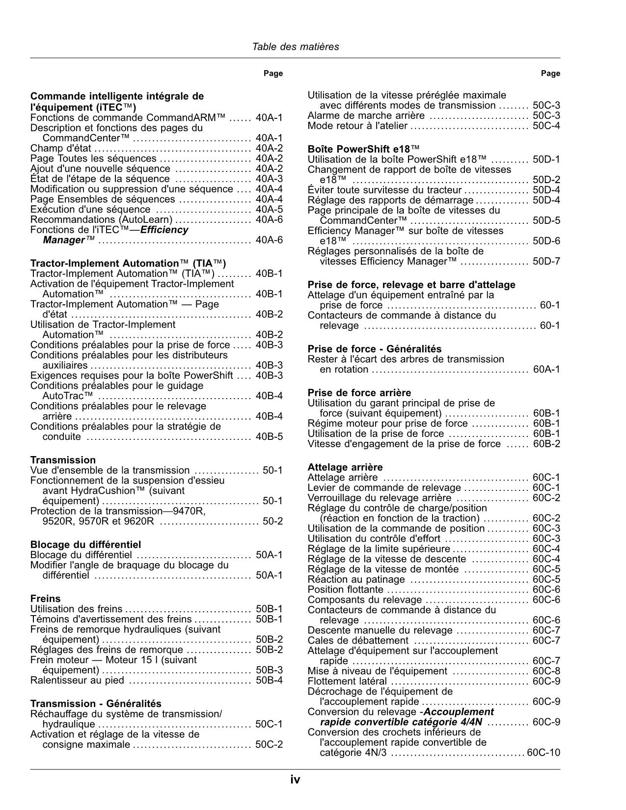 MANUAL DEL OPERADOR DEL TRACTOR JOHN DEERE 9370R 9420R 9470R 9520R 9570R 9620R (FRANCÉS)