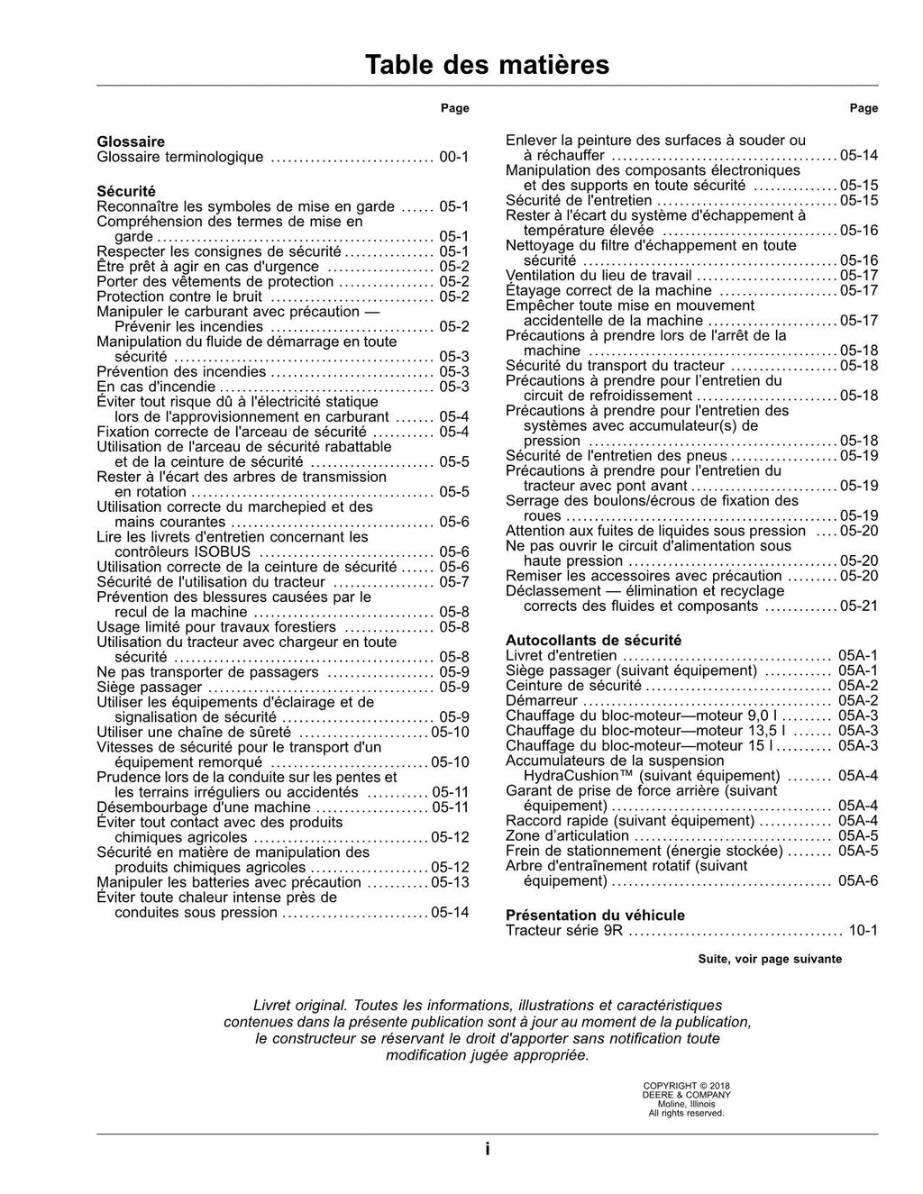MANUAL DEL OPERADOR DEL TRACTOR JOHN DEERE 9370R 9420R 9470R 9520R 9570R 9620R (FRANCÉS)