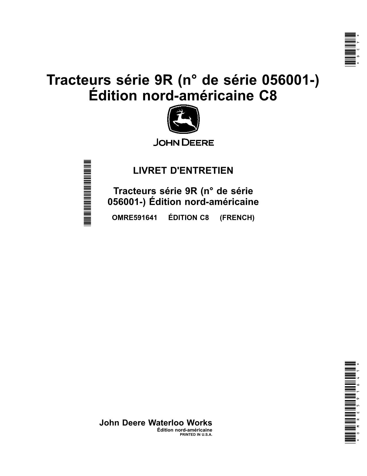 MANUAL DEL OPERADOR DEL TRACTOR JOHN DEERE 9370R 9420R 9470R 9520R 9570R 9620R (FRANCÉS)