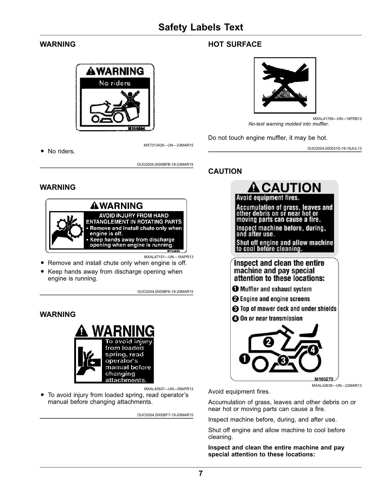 MANUAL DEL OPERADOR DEL TRACTOR JOHN DEERE X350R 050001-