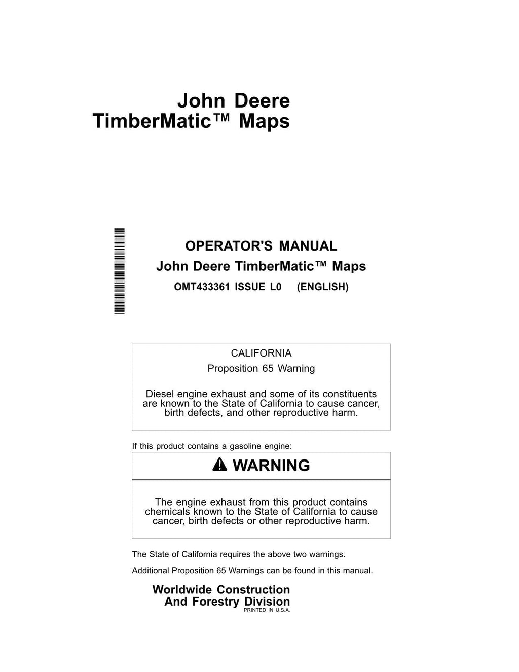 MAPAS TIMBERMATIC DE JOHN DEERE TODOS LOS MODELOS SKIDDER MANUAL DEL OPERADOR