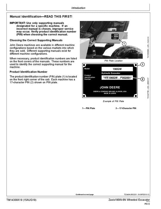 HITACHI ZAXIS190W-6N EXCAVATOR OPERATION TEST SERVICE MANUAL
