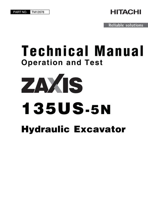 HITACHI ZAXIS135US-5N EXCAVATOR OPERATION TEST SERVICE MANUAL