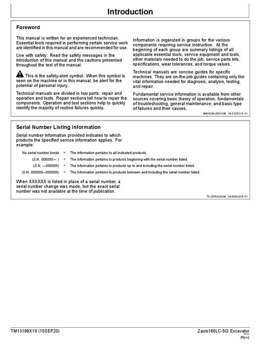 HITACHI ZAXIS160LC-5G EXCAVATOR OPERATION TEST SERVICE MANUAL 1F9DBGG0-C230001-