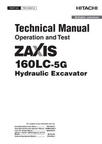 HITACHI ZAXIS160LC-5G EXCAVATOR OPERATION TEST SERVICE MANUAL 1F9DBGG0-C230001-