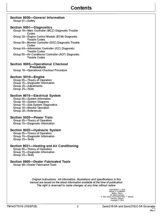 HITACHI ZAXIS210-5A ZAXIS210LC-5A EXCAVATOR OPERATION TEST SERVICE MANUAL