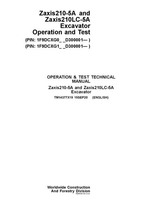 HITACHI ZAXIS210-5A ZAXIS210LC-5A EXCAVATOR OPERATION TEST SERVICE MANUAL