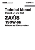 HITACHI ZAXIS190W-5N EXCAVATOR OPERATION TEST SERVICE MANUAL