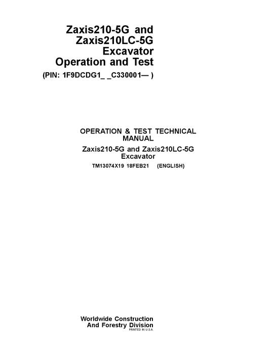HITACHI ZAXIS210-5G ZAXIS210LC-5G EXCAVATOR OPERATION TEST SERVICE MANUAL