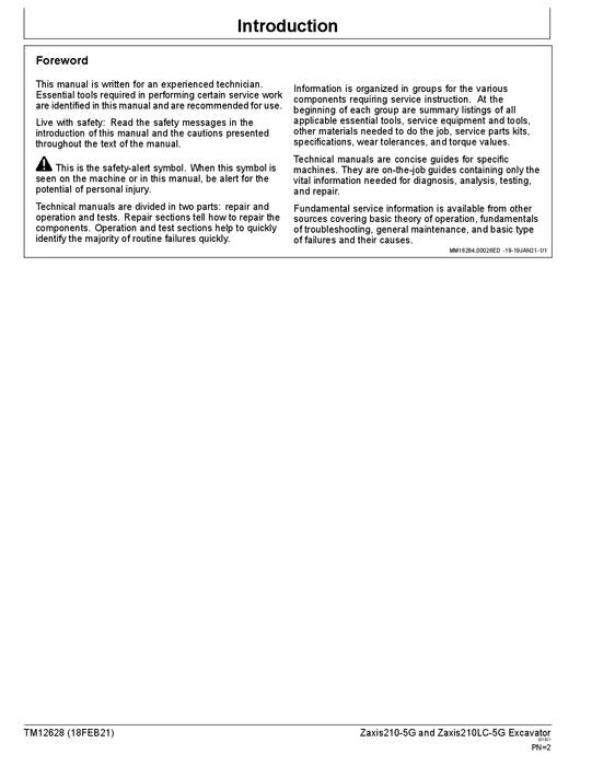 HITACHI ZAXIS210LC-5G ZAXIS210-5G EXCAVATOR OPERATION TEST SERVICE MANUAL