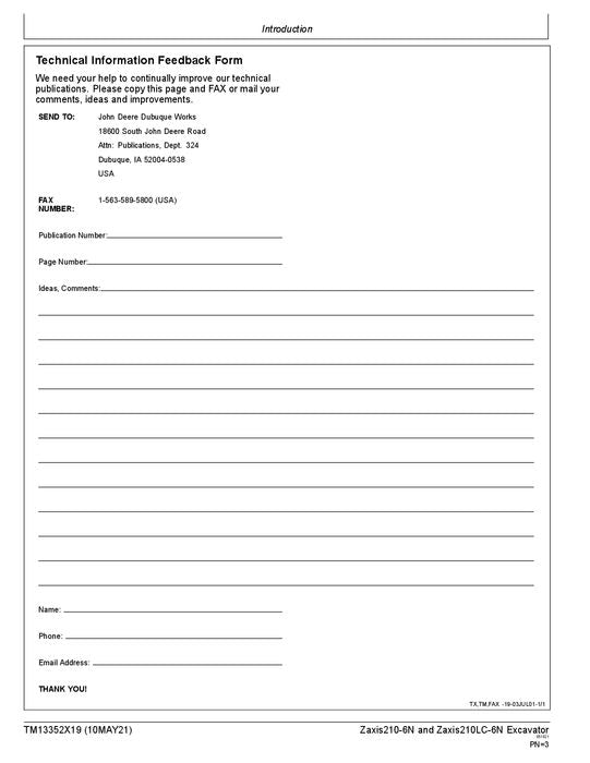 HITACHI ZAXIS210-6N ZAXIS210LC-6N EXCAVATOR OPERATION TEST SERVICE MANUAL