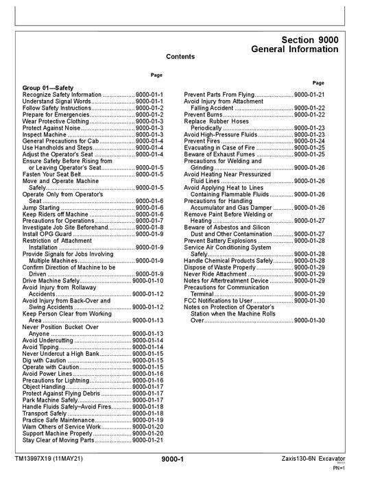 HITACHI ZAXIS130-6N EXCAVATOR OPERATION TEST SERVICE MANUAL