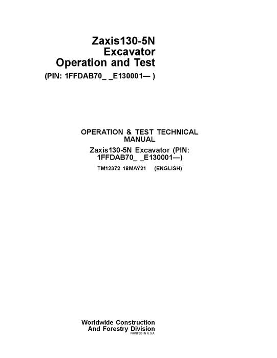 HITACHI ZAXIS130-5N EXCAVATOR OPERATION TEST SERVICE MANUAL