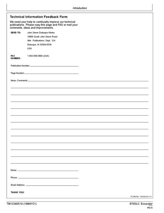 MANUAL DE SERVICIO Y PRUEBA DE FUNCIONAMIENTO DE LA EXCAVADORA JOHN DEERE 870GLC 1FFGX_ _F890001 -