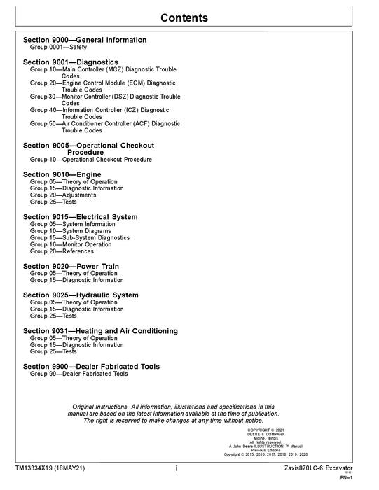 HITACHI ZAXIS870LC-6 EXCAVATOR OPERATION TEST SERVICE MANUAL