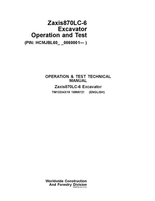 HITACHI ZAXIS870LC-6 EXCAVATOR OPERATION TEST SERVICE MANUAL