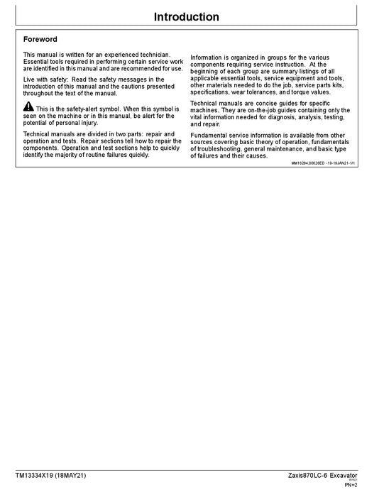 HITACHI ZAXIS870LC-6 EXCAVATOR OPERATION TEST SERVICE MANUAL