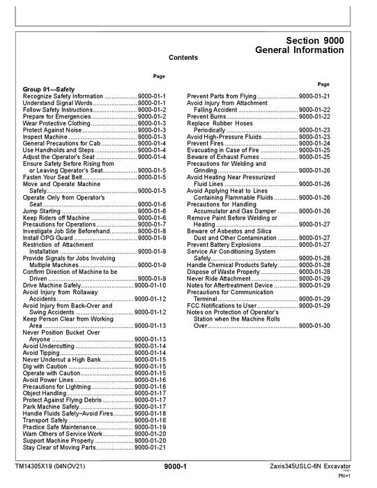 HITACHI ZAXIS345USLC-6N EXCAVATOR OPERATION TEST SERVICE MANUAL