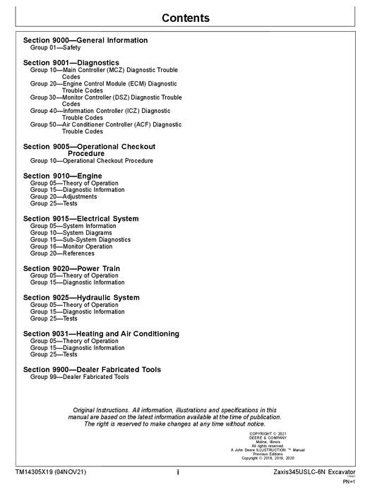HITACHI ZAXIS345USLC-6N EXCAVATOR OPERATION TEST SERVICE MANUAL