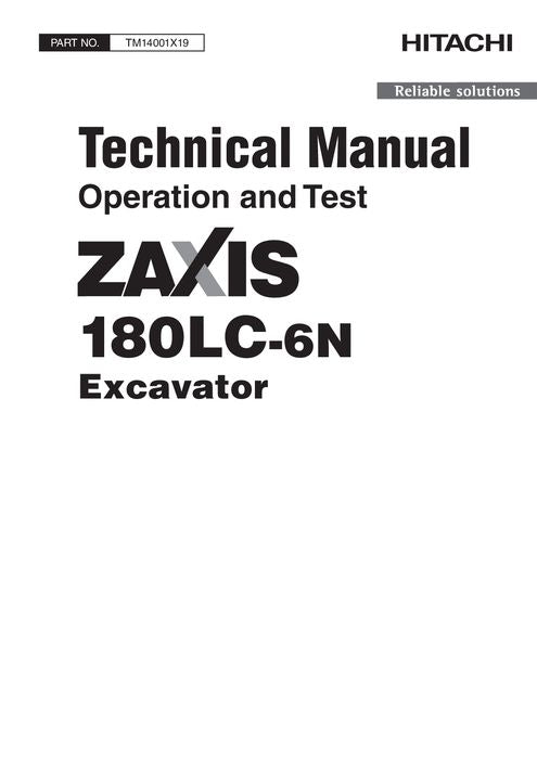 HITACHI ZAXIS180LC-6N EXCAVATOR OPERATION TEST SERVICE MANUAL