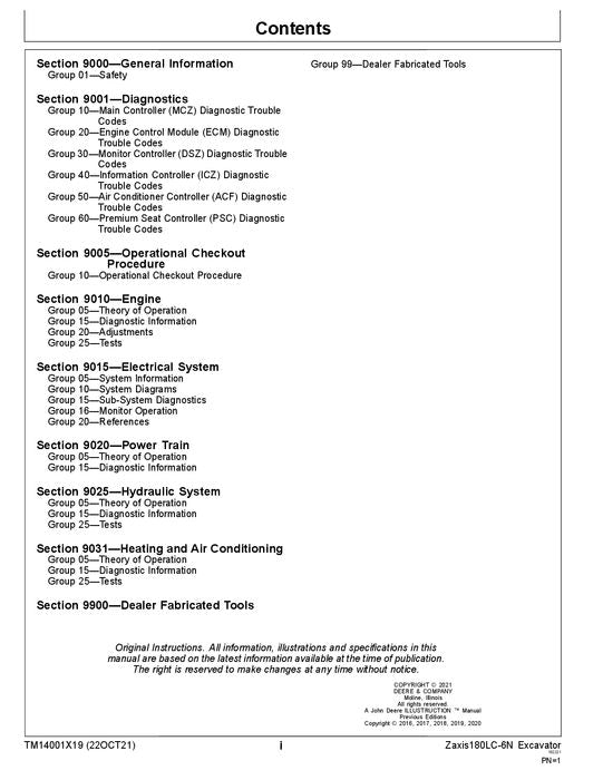 HITACHI ZAXIS180LC-6N EXCAVATOR OPERATION TEST SERVICE MANUAL