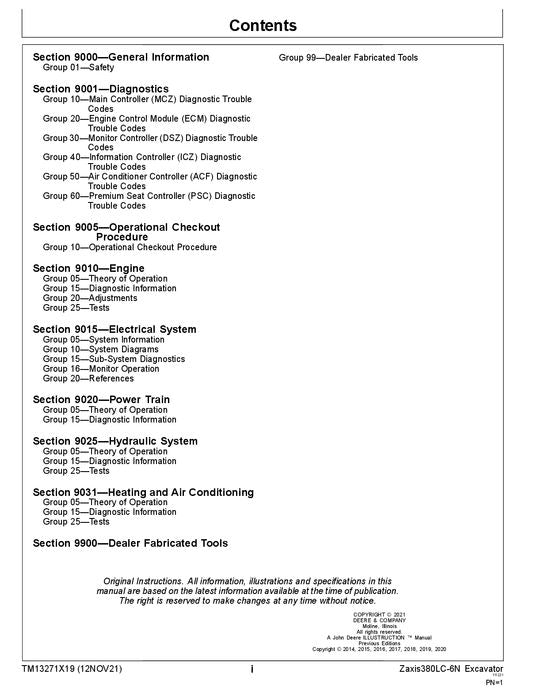 HITACHI ZAXIS380LC-6N EXCAVATOR OPERATION TEST SERVICE MANUAL