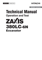 HITACHI ZAXIS380LC-6N EXCAVATOR OPERATION TEST SERVICE MANUAL