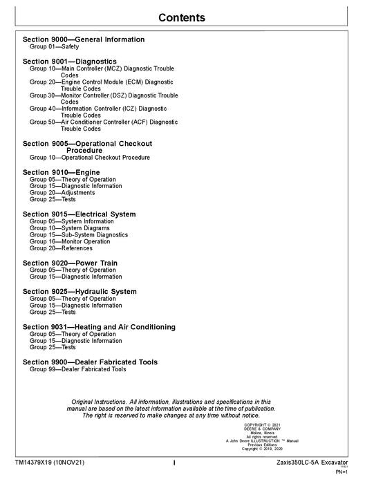 HITACHI ZAXIS350LC-5A EXCAVATOR OPERATION TEST SERVICE MANUAL