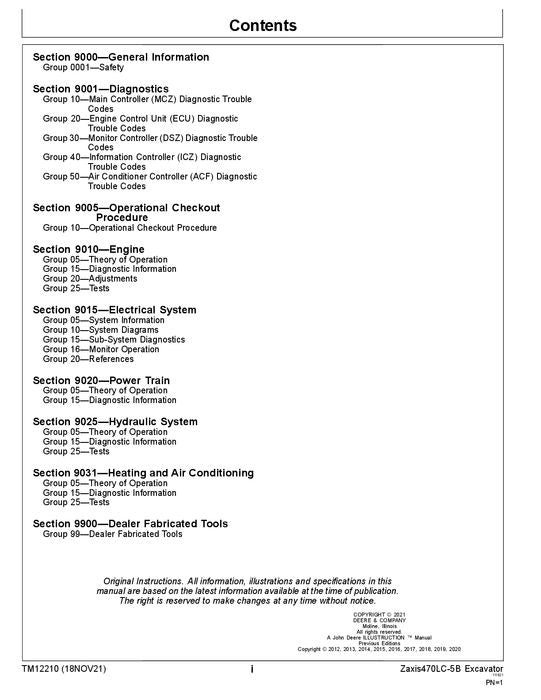 HITACHI ZAXIS470LC-5B EXCAVATOR OPERATION TEST SERVICE MANUAL