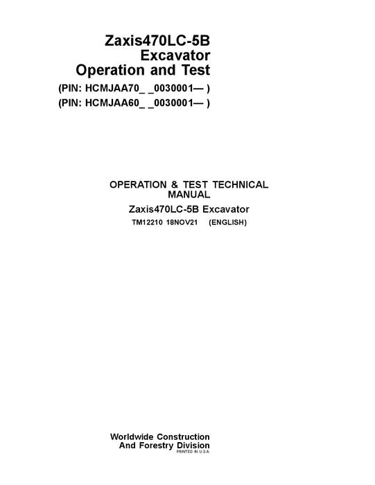 HITACHI ZAXIS470LC-5B EXCAVATOR OPERATION TEST SERVICE MANUAL