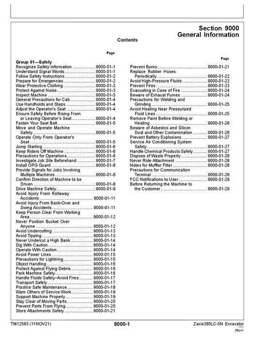 HITACHI ZAXIS380LC-5N EXCAVATOR OPERATION TEST SERVICE MANUAL