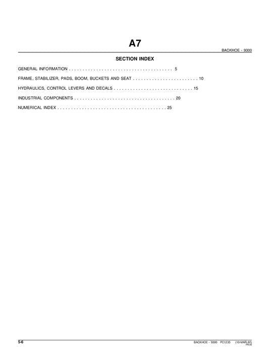 MANUAL DEL CATÁLOGO DE PIEZAS DE LA RETROEXCAVADORA JOHN DEERE 9300